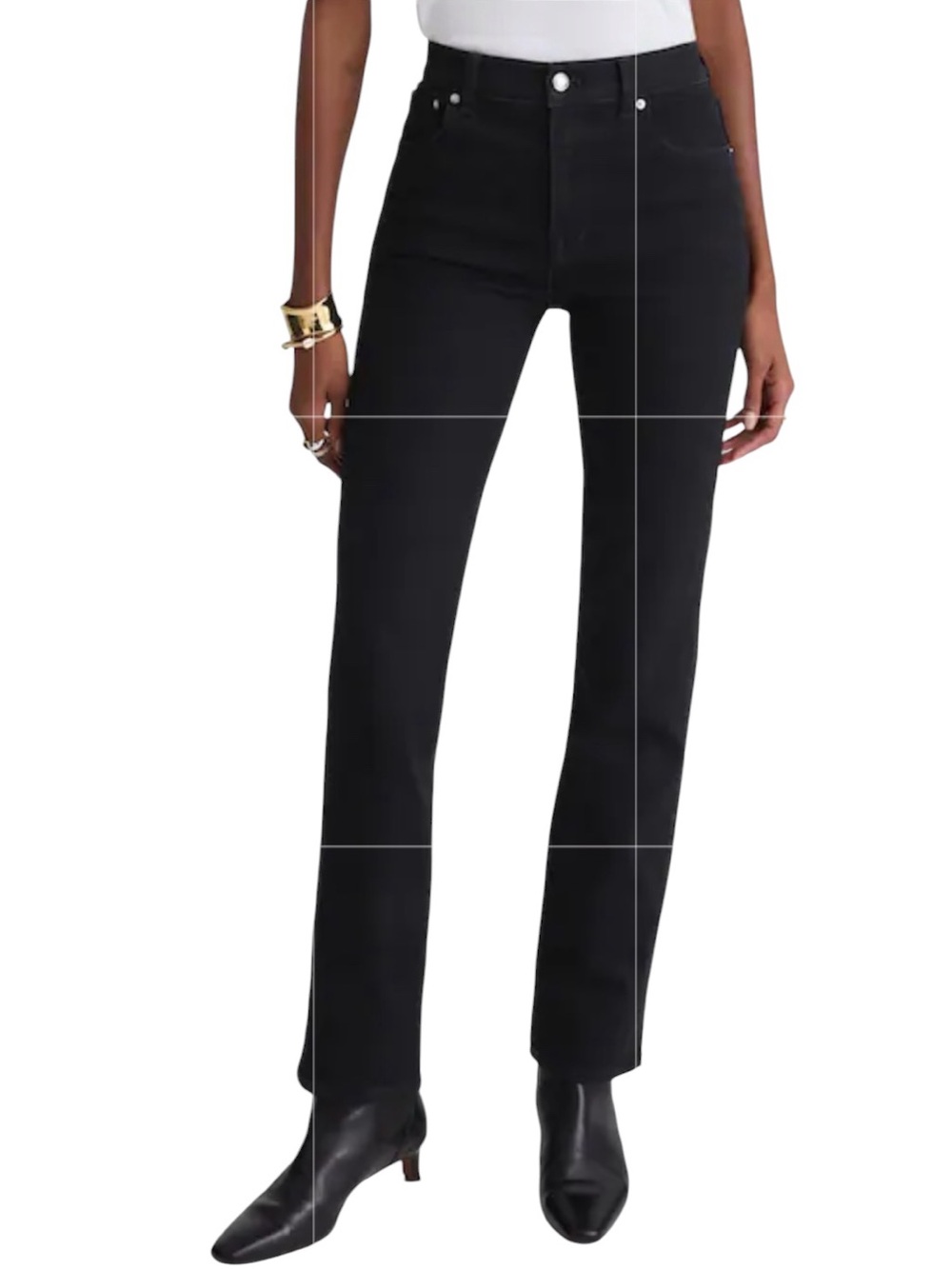 Madewell Women's The Tall Longline Straight Jean Black Comfort Stretch Size T28